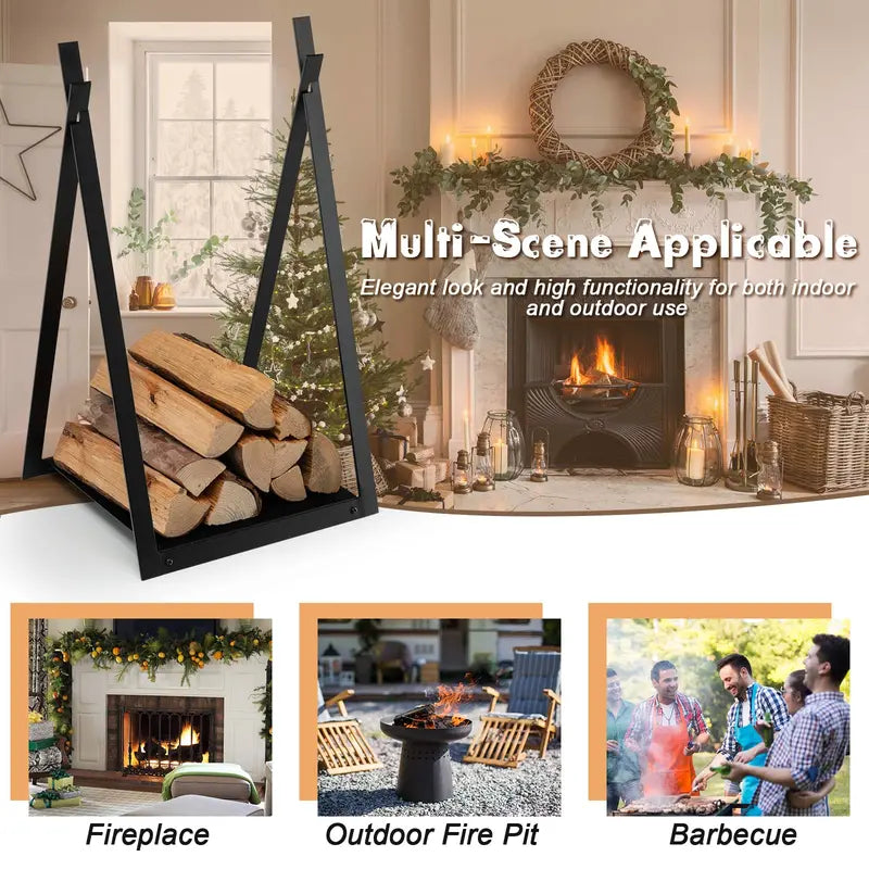16-Inch Triangle Firewood Rack ¨C Compact Outdoor Log Holder with Elevated Base