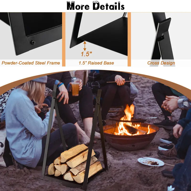 16-Inch Triangle Firewood Rack ¨C Compact Outdoor Log Holder with Elevated Base