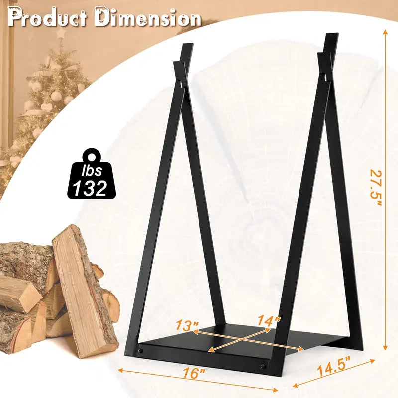 16-Inch Triangle Firewood Rack ¨C Compact Outdoor Log Holder with Elevated Base
