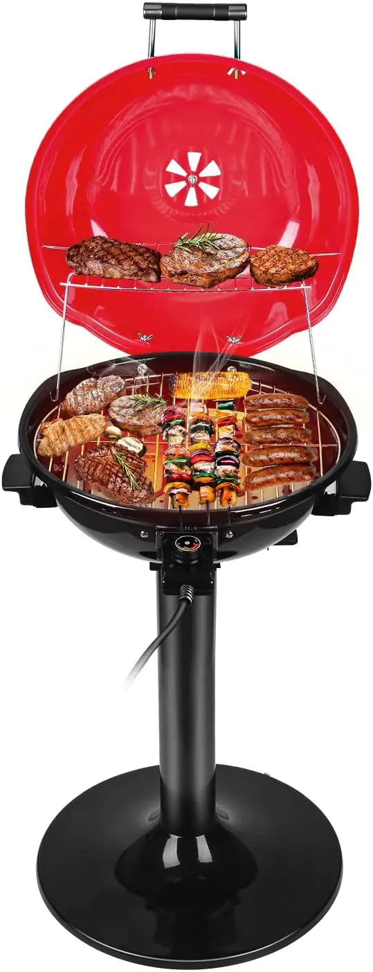 1600W Indoor/Outdoor Electric Barbecue Grill ¨C Portable. Double-Layer Design. Detachable Grilling Surface (Black)