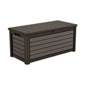 165-Gallon Weatherproof Brown Resin Deck Storage Box for Outdoor Use