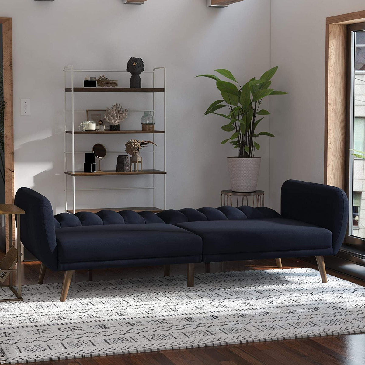 Novogratz Brittany Sofa Futon - Navy Linen