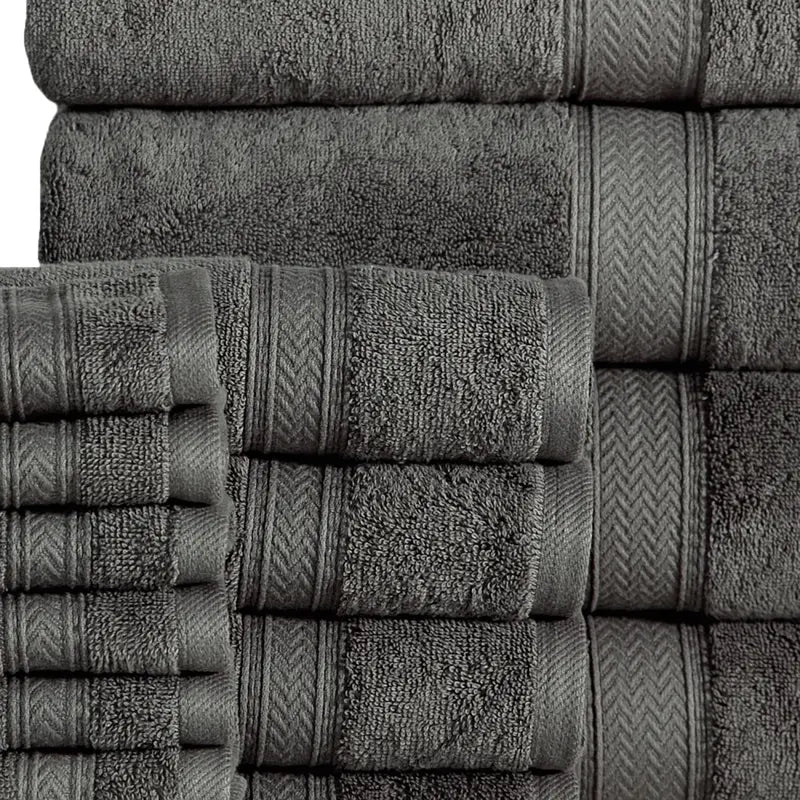 16PC Bath Towel Set (4 Bath. 4 Hand and 8 Wash) - Grey. Addy Home Best Value