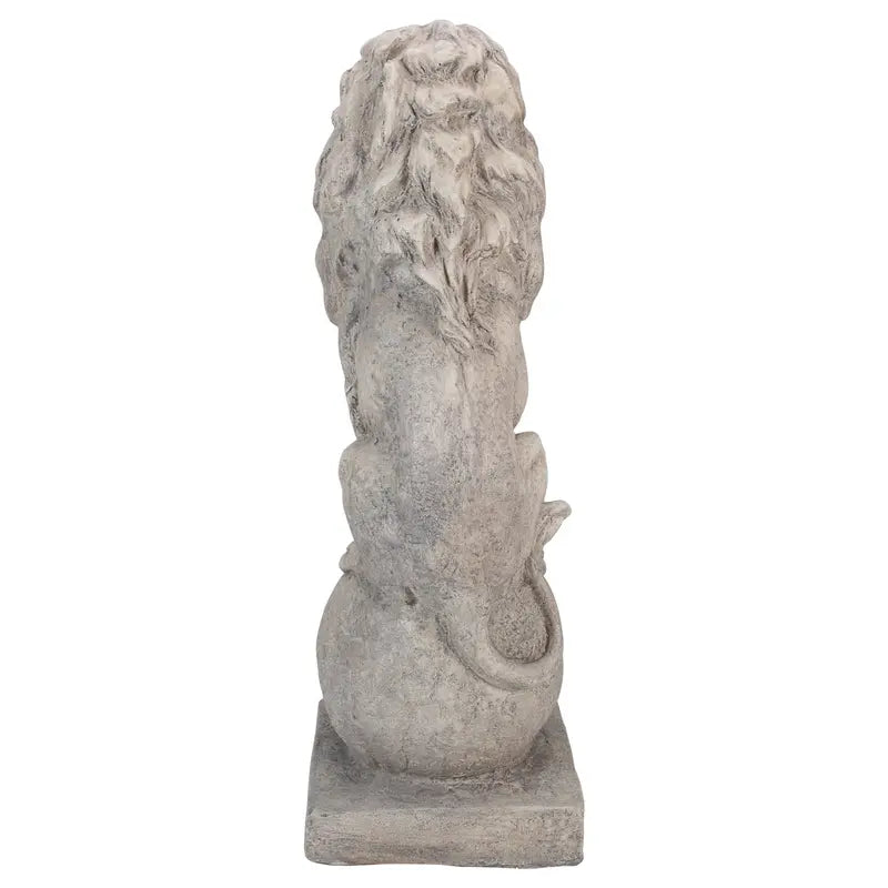 17.75″ Sitting Lion on Ball Pedestal Outdoor Garden Statue