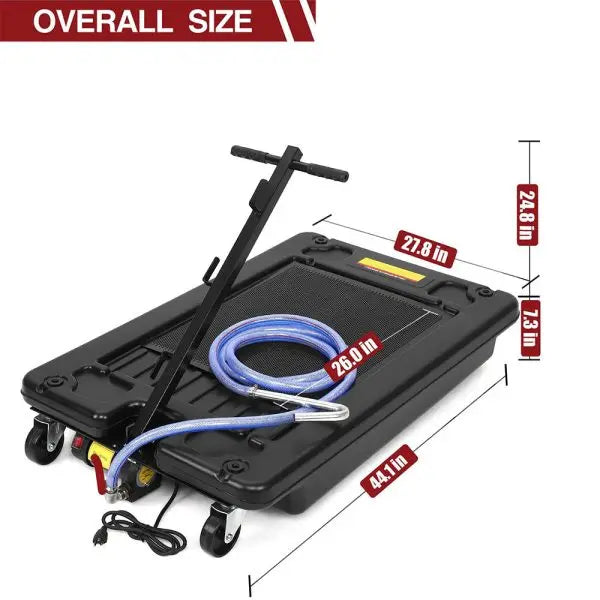 17-Gallon Low-Profile Electric Oil Drain Cart with 110V Pump. 8-Foot Hose. and Foldable T-Handle