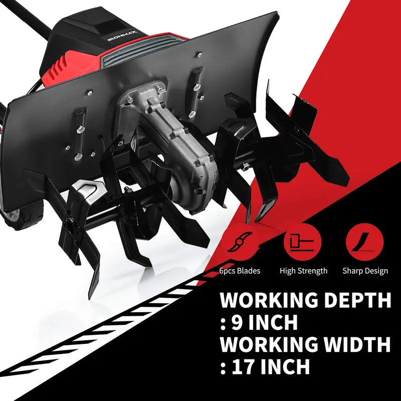 17-Inch Corded Electric Tiller &amp; Cultivator ¨C 13.5 Amp Motor with 9-Inch Tilling Depth