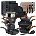 17-Piece Granite Nonstick Cookware Set ¨C Black Ceramic-Coated Pots. Pans. and Lids for Everyday Cooking