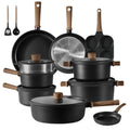 17-Piece Titanium-Reinforced Nonstick Cookware Set with Tempered Glass Lids