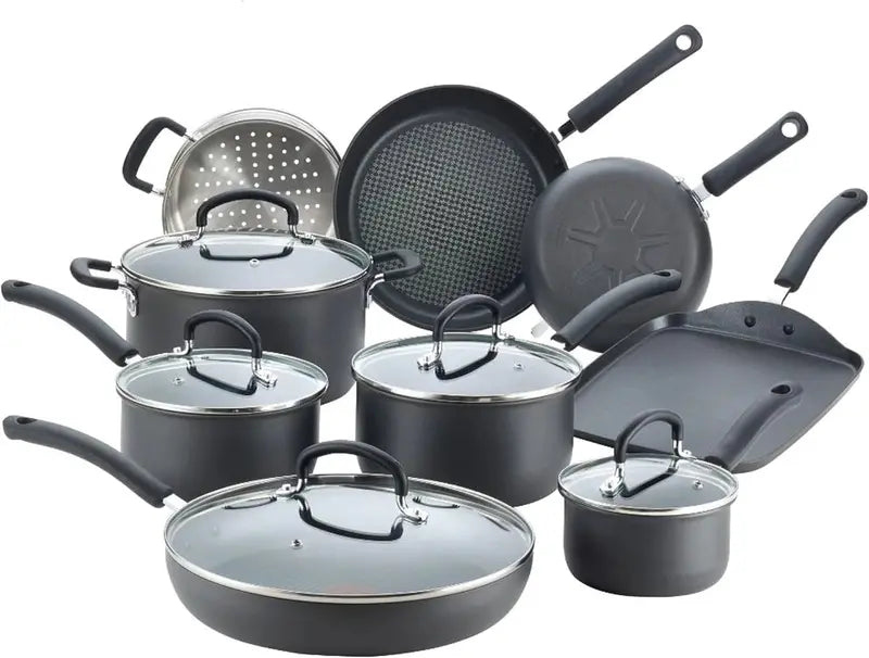17-Piece Ultimate Hard-Anodized Cookware Collection ¨C Oven-Safe to 400¡ãF. Dishwasher-Friendly. Includes Fry Pans. Saucepans. Griddle. and More