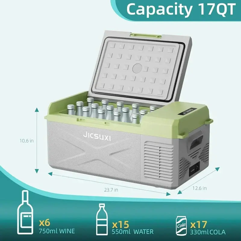 17-Quart 12V Portable Compressor Fridge ¨C Adjustable Temperature Car Cooler (-4¡ãF to 68¡ãF)