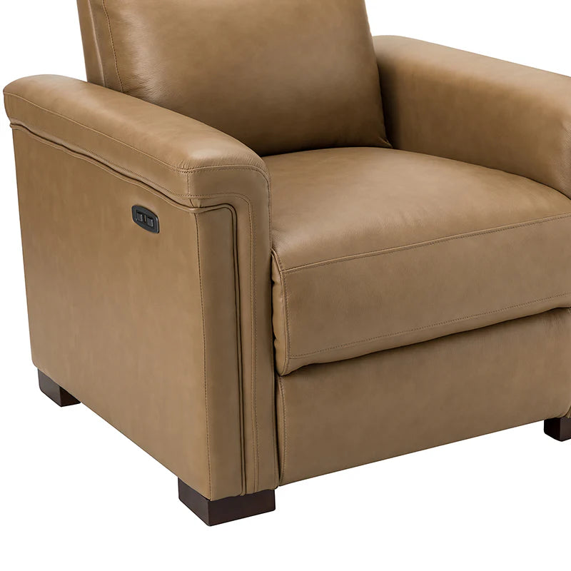 Lea 36.02 Wide Genuine Leather Power Recliner