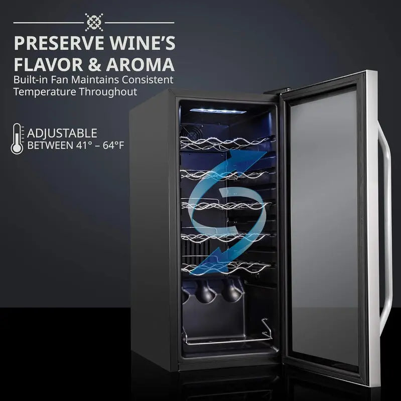 18-Bottle Compressor Wine Cooler ¨C Freestanding Dual-Zone Refrigerator with Lock for Red. White & Sparkling Wines