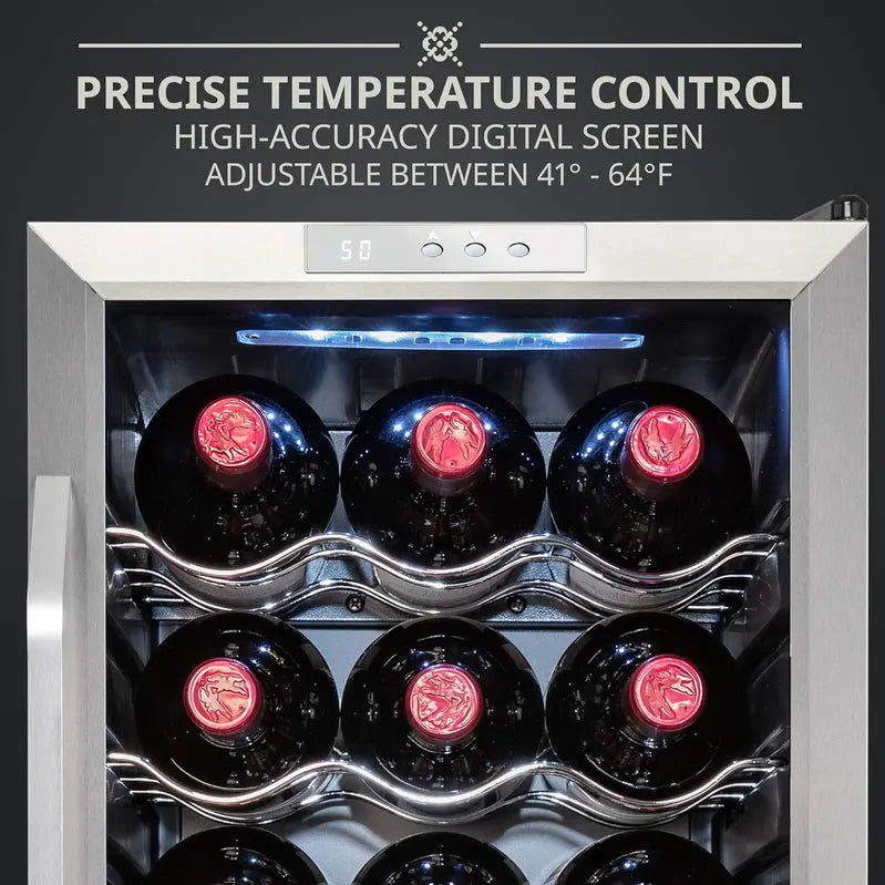18-Bottle Compressor Wine Cooler ¨C Freestanding Dual-Zone Refrigerator with Lock for Red. White & Sparkling Wines