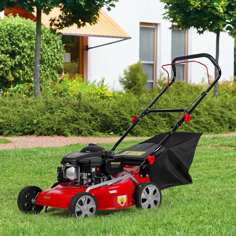 18-Inch 3-in-1 Self-Propelled Gas Lawn Mower ¨C 131cc Engine. 50L Grass Catcher. Heavy-Duty Yard Maintenance