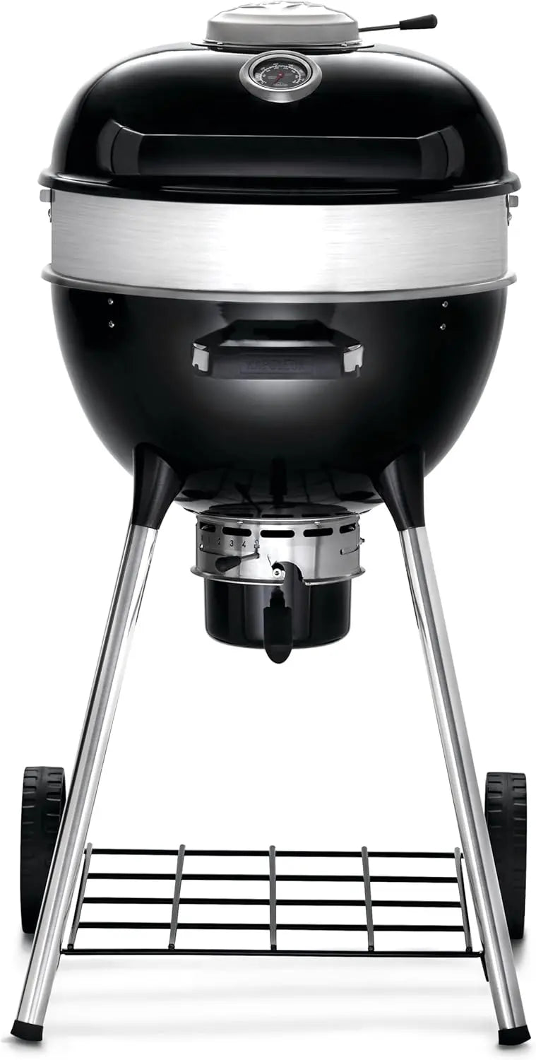 18-Inch Charcoal Kettle Grill with Stainless Steel Spacer Ring. 240 sq in Cooking Surface. and All-Terrain 7″ Wheels