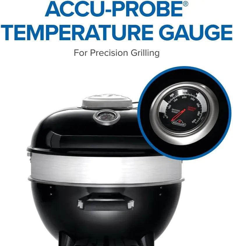 18-Inch Charcoal Kettle Grill with Stainless Steel Spacer Ring. 240 sq in Cooking Surface. and All-Terrain 7″ Wheels