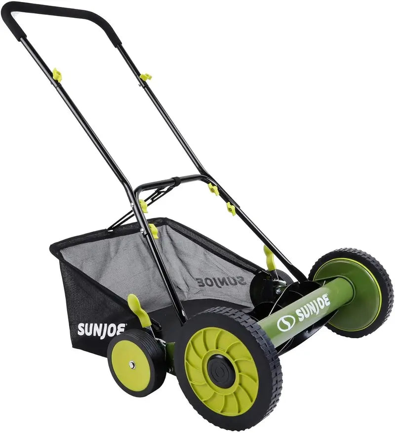 18-Inch Manual Reel Lawn Mower with Grass Catcher ¨C Eco-Friendly. Quiet. and Low-Maintenance Push Mower