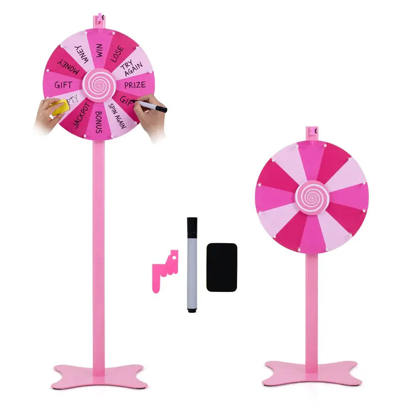 18-Inch or 24-Inch Adjustable Prize Wheel Kit with Chalkboard Marker. Eraser. and Spare Pointer