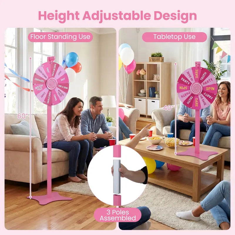 18-Inch or 24-Inch Adjustable Prize Wheel Kit with Chalkboard Marker. Eraser. and Spare Pointer