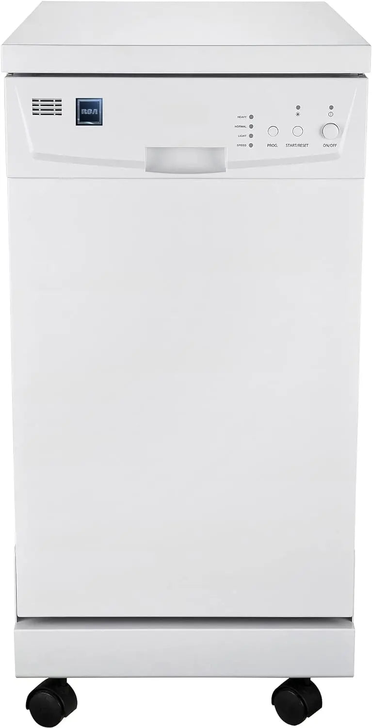 18-Inch Portable Dishwasher ¨C Compact Countertop Unit. 8-Place Setting Capacity. White Finish