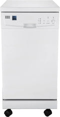 18-Inch Portable Dishwasher ¨C Compact Countertop Unit. 8-Place Setting Capacity. White Finish