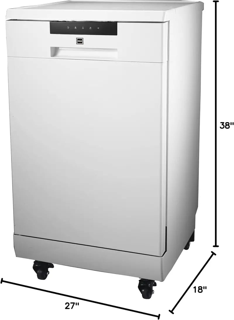 18-Inch Portable Dishwasher ¨C Compact Countertop Unit. 8-Place Setting Capacity. White Finish