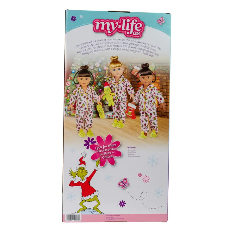 18″ Poseable Grinch Sleepover Doll with Brunette Hair. Brown Eyes. Pajamas &amp; Accessories