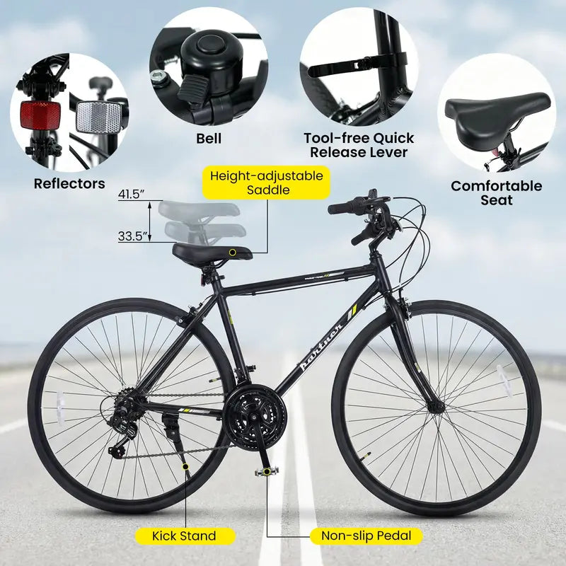 18-Speed Hybrid Commuter Bike ¨C 700C Wheels. Shimano Drivetrain. Urban Ready