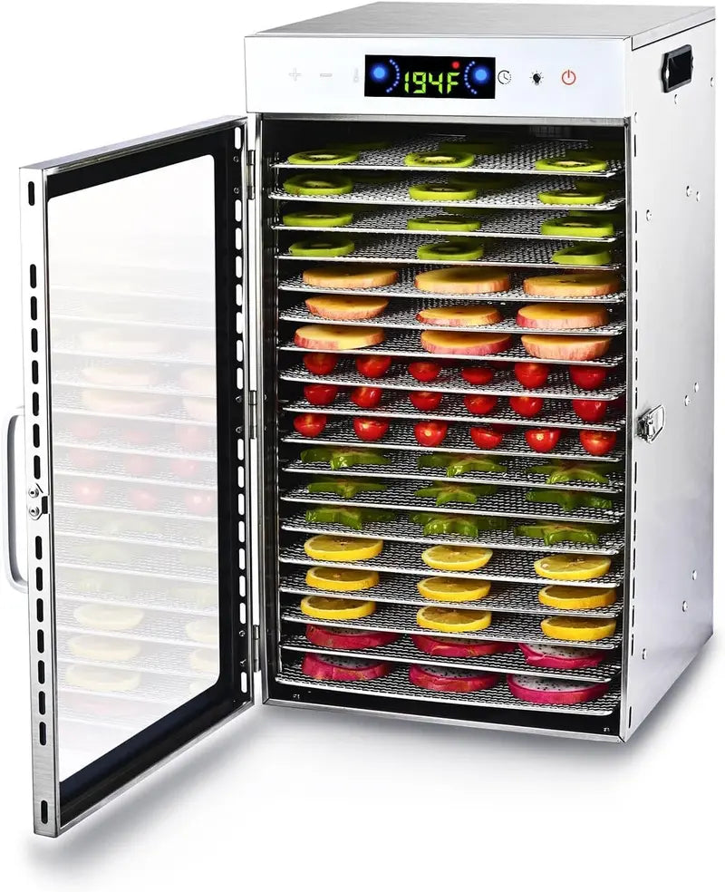 18-Tray Stainless Steel Food Dehydrator ¨C Touchscreen Control. Precise Temp &amp; Timer. Versatile Drying for Jerky. Fruits. Herbs. Vegetables &amp; More