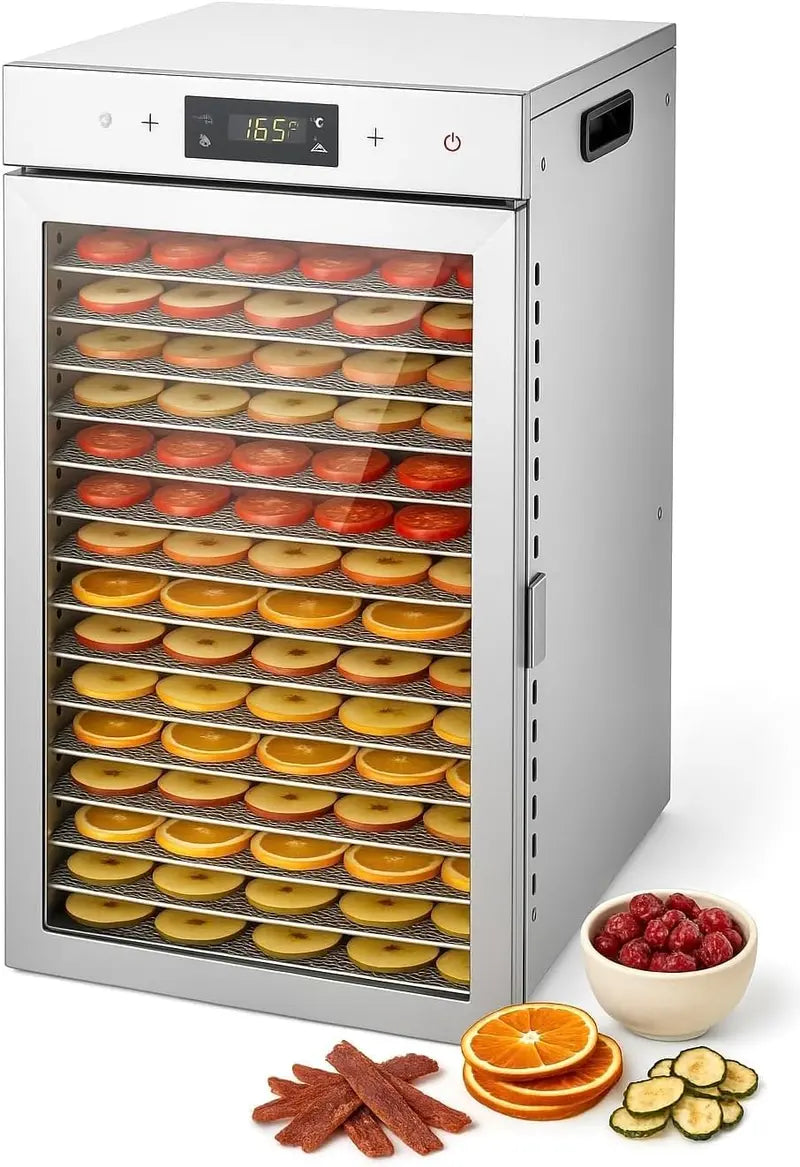 18-Tray Stainless Steel Food Dehydrator ¨C Touchscreen Control. Precise Temp &amp; Timer. Versatile Drying for Jerky. Fruits. Herbs. Vegetables &amp; More