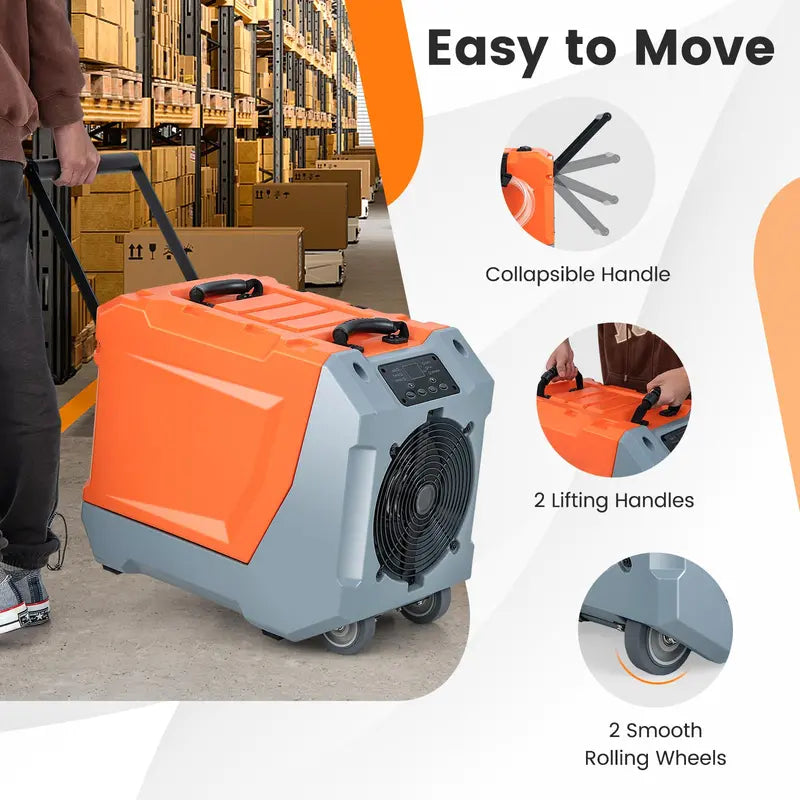 180-Pint Crawl Space Dehumidifier ¨C Commercial-Grade Unit with Built-In Pump. Drain Hose &amp; Auto Defrost (Covers Up to 6.000 Sq. Ft)