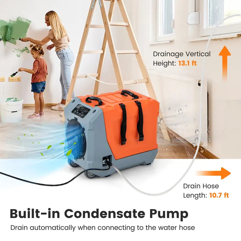 180-Pint Crawl Space Dehumidifier ¨C Commercial-Grade Unit with Built-In Pump. Drain Hose &amp; Auto Defrost (Covers Up to 6.000 Sq. Ft)
