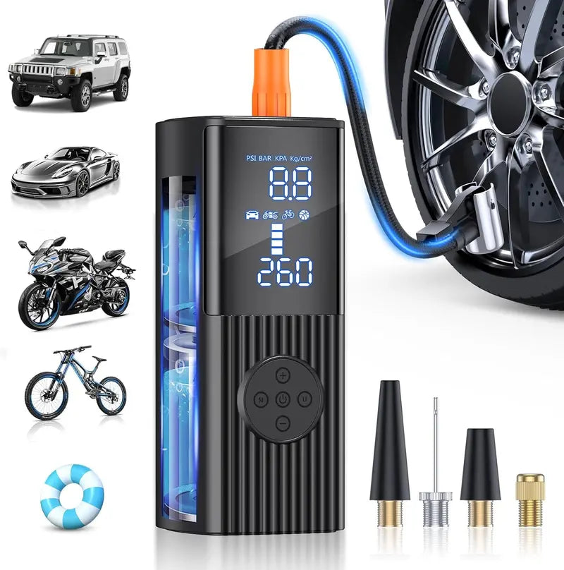 180 PSI Portable Tire Inflator ¨C High-Capacity 25000mAh Air Compressor with LED Light & Rapid 3X Inflation