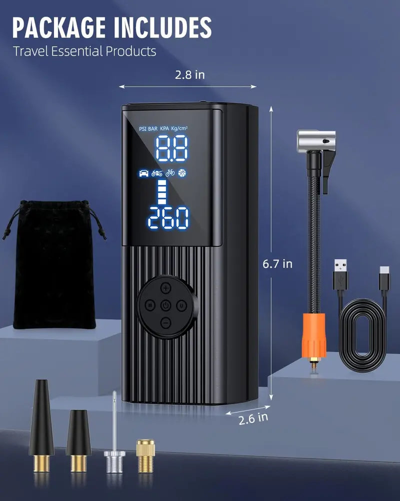 180 PSI Portable Tire Inflator ¨C High-Capacity 25000mAh Air Compressor with LED Light & Rapid 3X Inflation