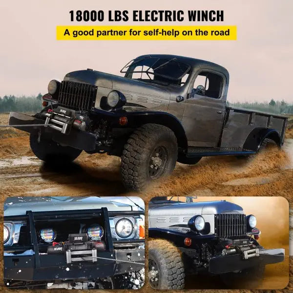 18.000-Lb Capacity 12V Electric Winch with Steel Cable ¨C Off-Road Towing Solution for ATV. UTV &amp; Trucks