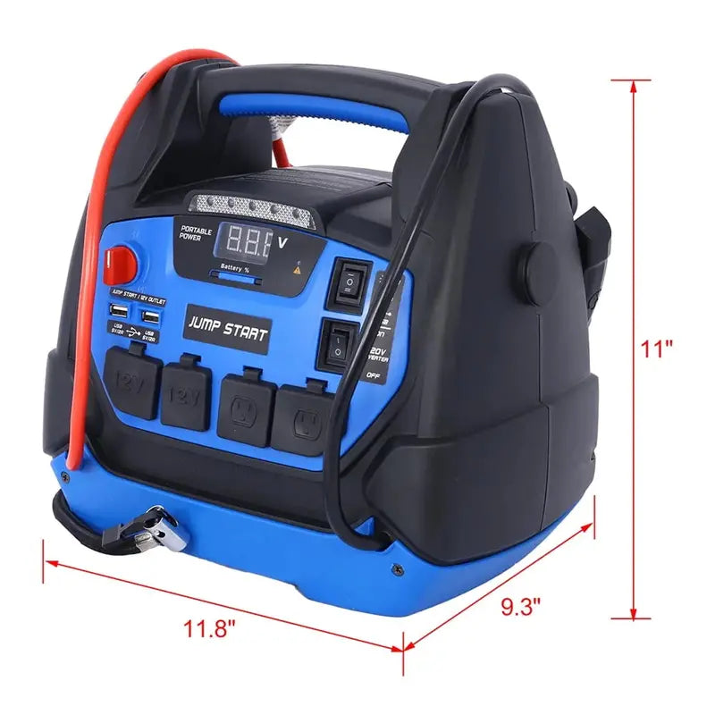1800A Rechargeable Jump Starter with Built-in Air Compressor ¨C Heavy-Duty Portable Battery Booster for Gas &amp; Diesel Vehicles