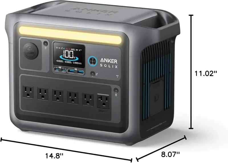 1800W (2400W Peak) Portable Solar Generator ¨C 1056Wh LiFePO4 Battery. 58-Min Fast Charge