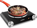 1800W Dual-Zone Ceramic Hot Plate ¨C Infrared Countertop Cooktop with Independent Controls. Tempered Glass Surface. Silver & Stainless Steel Finish