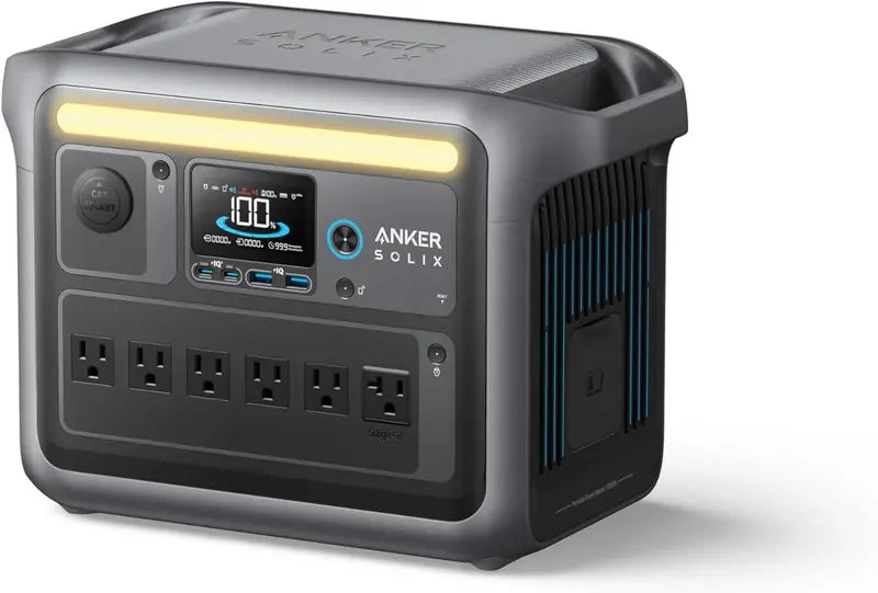 1800W Portable Solar Generator with 200W Panel ¨C 1056Wh LiFePO4 Battery. 6 AC Outlets. 2400W Surge for Camping & Emergency Power