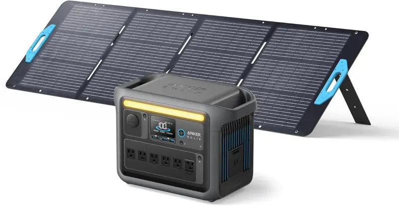 1800W Portable Solar Generator with 200W Panel ¨C 1056Wh LiFePO4 Battery. 6 AC Outlets. 2400W Surge for Camping & Emergency Power