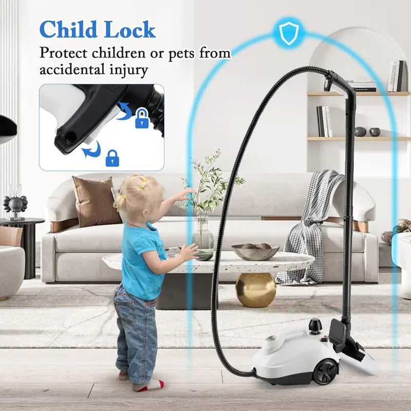 1800W Portable Steam Cleaner Kit with 15 Attachments for Deep Cleaning Tasks