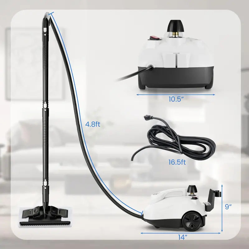 1800W Portable Steam Cleaner Kit with 15 Attachments for Deep Cleaning Tasks