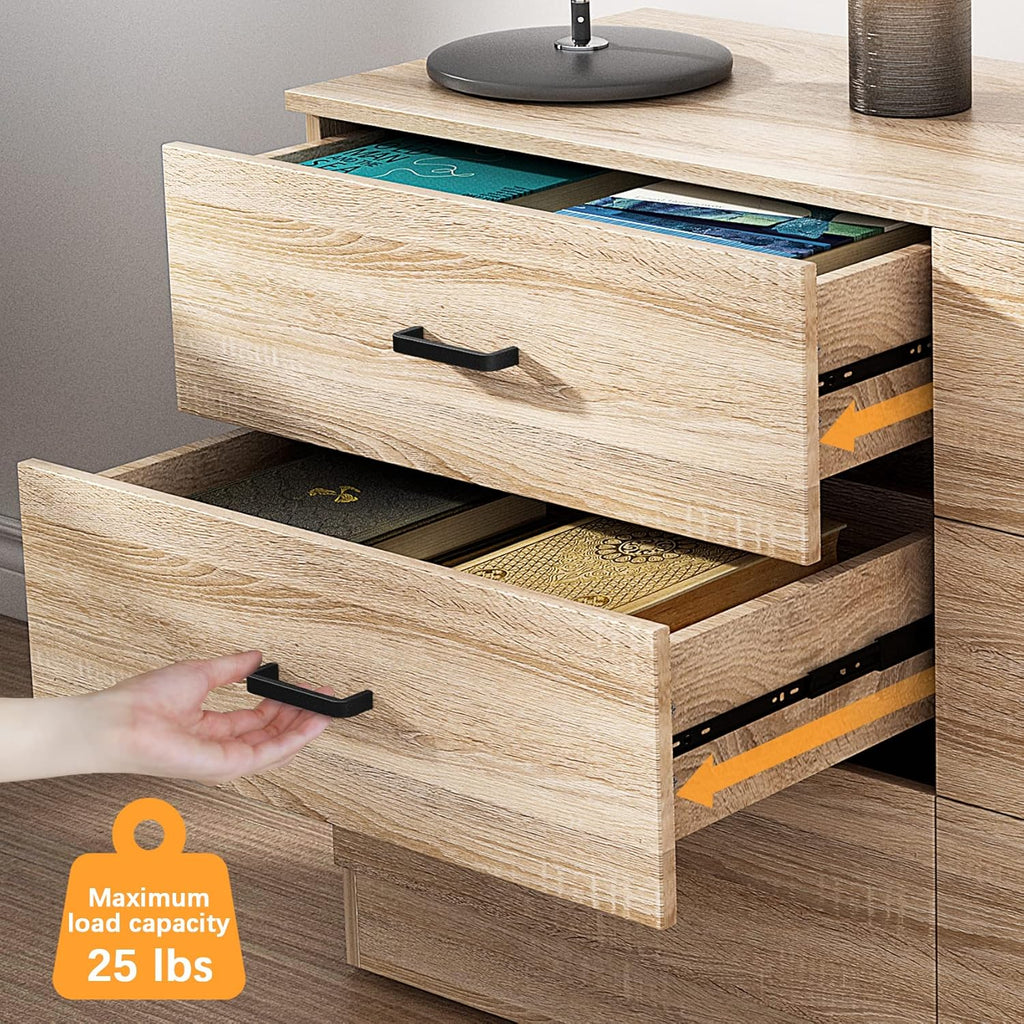 Bigbiglife Wood Dresser for Bedroom. 6 Drawer Double Dresser. Modern Chest of Drawers with Deep Drawers. Large Storage Organizer for Living Room. Closet