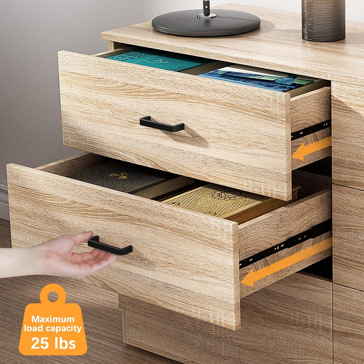 Bigbiglife Wood Dresser for Bedroom. 6 Drawer Double Dresser. Modern Chest of Drawers with Deep Drawers. Large Storage Organizer for Living Room. Closet