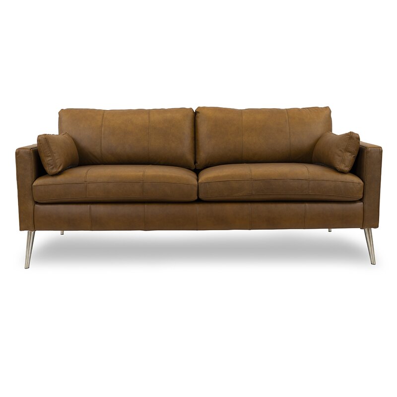 Gaia 81 Genuine Leather Square Arm Sofa