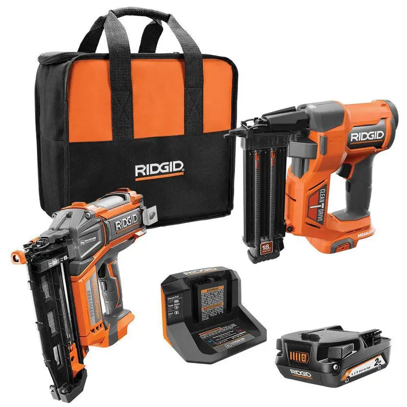 18V Brushless Cordless Nailer Combo Kit ¨C Brad &amp; Finish Nailers with Battery and Charger