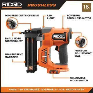 18V Brushless Cordless Nailer Combo Kit ¨C Brad &amp; Finish Nailers with Battery and Charger Included