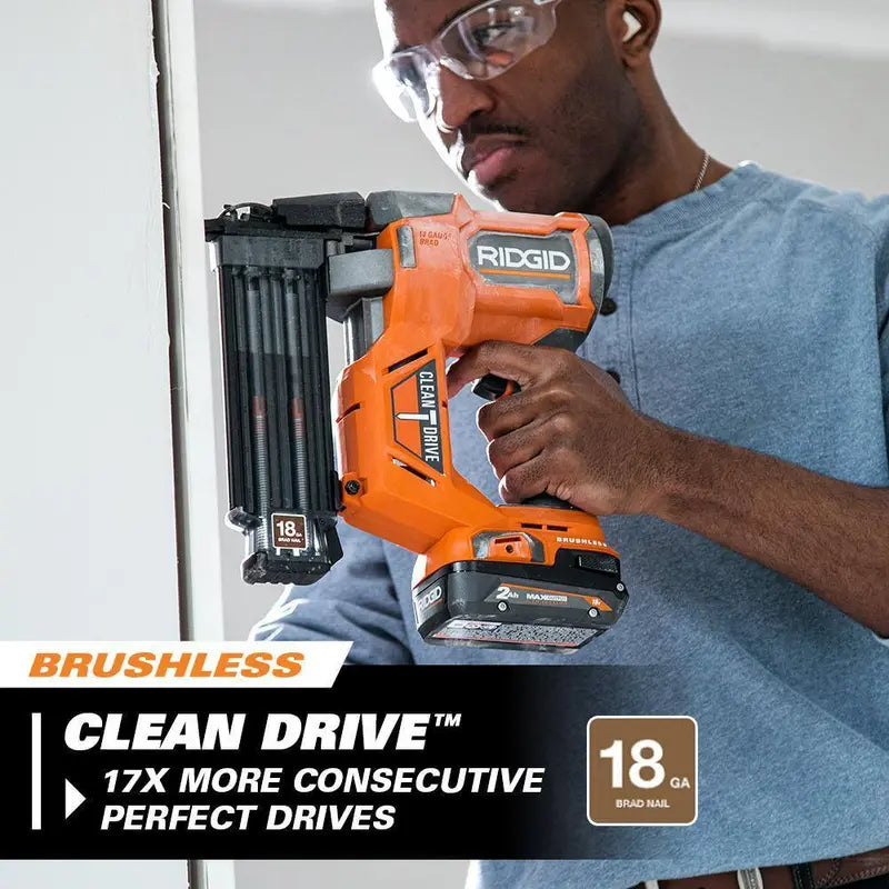 18V Brushless Cordless Nailer Combo Kit ¨C Brad &amp; Finish Nailers with Battery and Charger Included