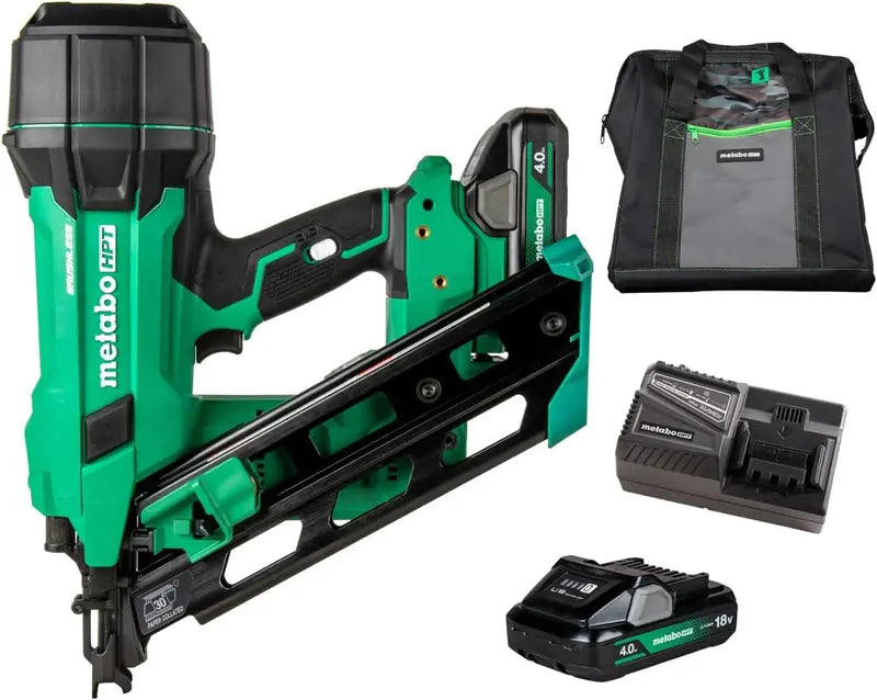 18V Brushless Tape Measure Nail Gun Kit ¨C 30¡ã Angle. 2″¨C3.5″ Nail Capacity. Includes 4.0Ah Battery