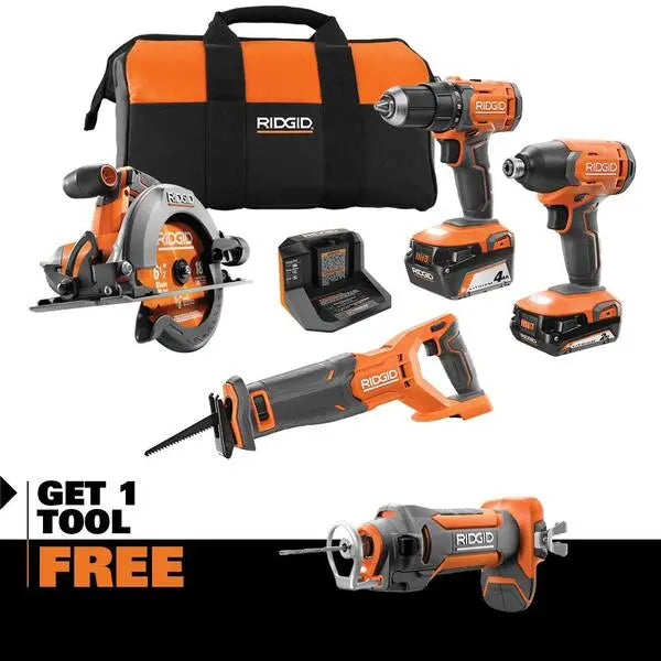 18V Cordless 4-Tool Combo Kit ¨C Includes Drywall Cut-Out Tool. Batteries. Charger &amp; Carrying Bag